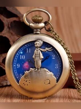 Pocket Watch Vintage Bronze Hollow Design Little Prince Necklace Pendant